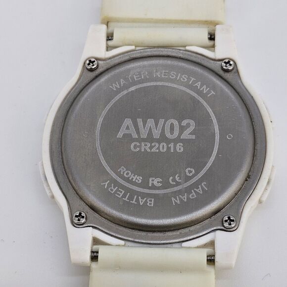 44MM Men's Digital Watch White Case Cream Plastic Bands New Battery - Picture 8 of 14